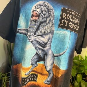 Rolling Stones Bridges to Babylon 1997 1998 Tour Band Shirt Anvil Red Line Lion